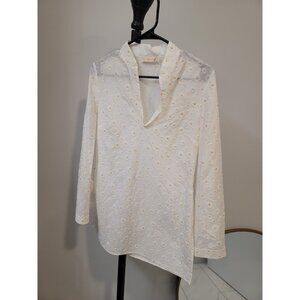 Tory Burch Women's Cream Sunflower Tunic Top Size Xs White